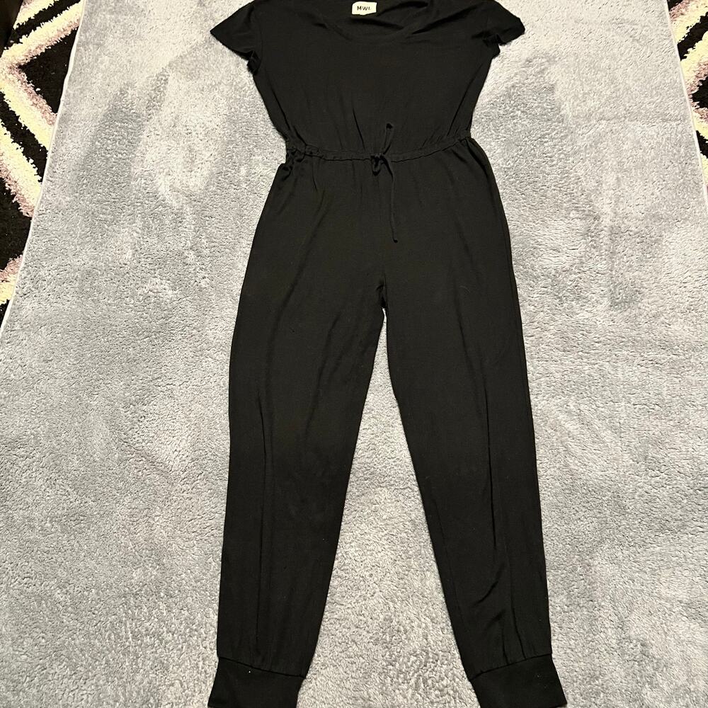 Madewell MWL Breeze Jumpsuit Women Small Black Drawstring Short Sleeve Jogger